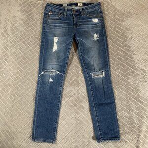 Adriano Goldschmied Womens 26 Denim Jeans Stevie Slim Straight Ankle Distressed